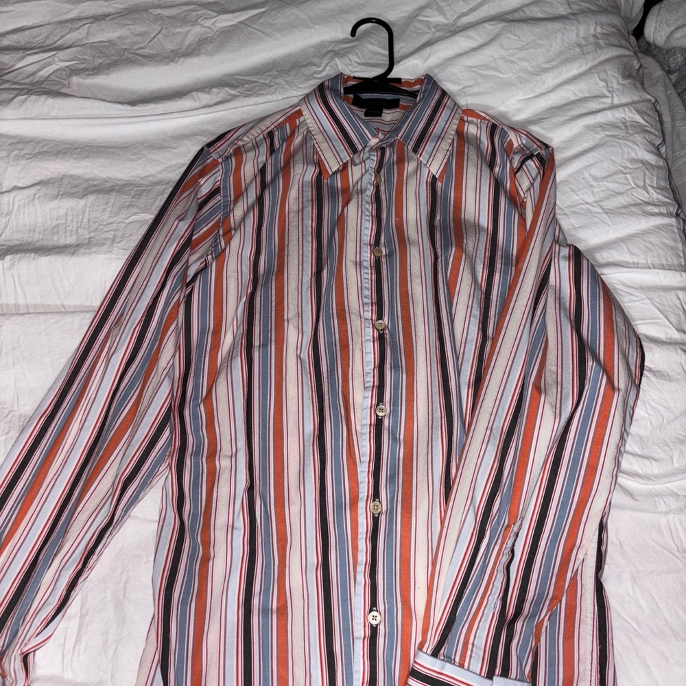 Express Red and Blue Striped Men's Shirt